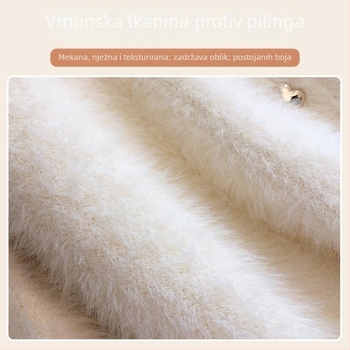 Ženski pleteni kardigan od Mink Velvet, kratka linija, dvostruko kopčanje, okrugli izrez, Chanel-inspiriran stil, jesen/zima 2025