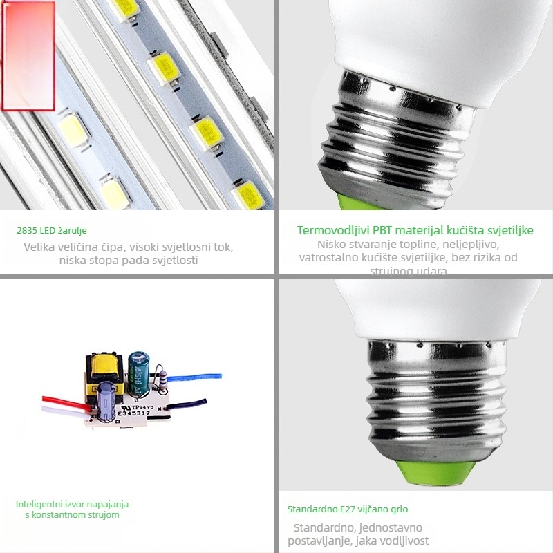 LED kukuruzna žarulja s E27 utičnicom, U-oblik spiralne konstrukcije, sna LED žarulja, visoka snaga