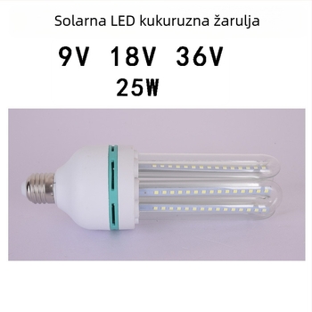 25W solarna LED kukuruzna svjetiljka, ulaz 9V/18V/36V, za vrt i ulicu