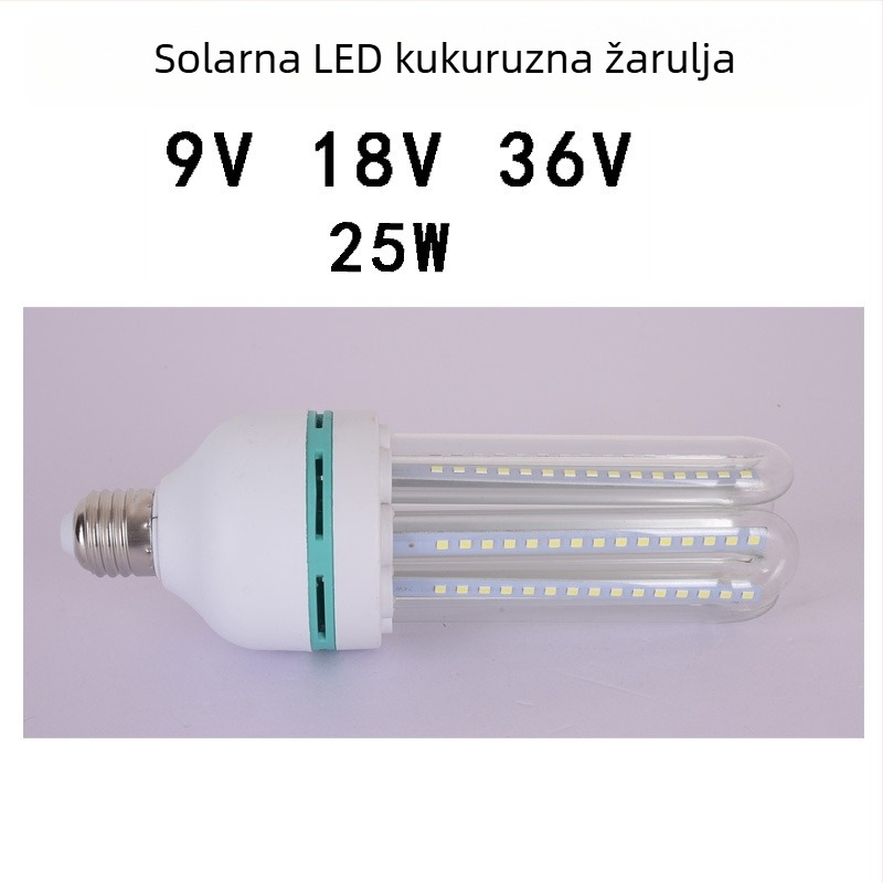 25W solarna LED kukuruzna svjetiljka, ulaz 9V/18V/36V, za vrt i ulicu