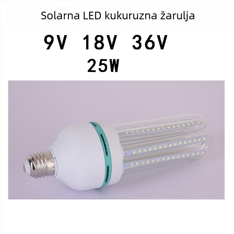 25W solarna LED kukuruzna svjetiljka, ulaz 9V/18V/36V, za vrt i ulicu