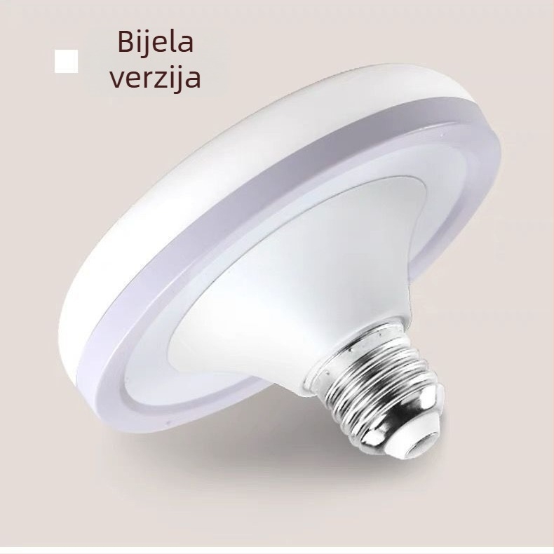 LED žarulja velikog promjera, oblik letećeg tanjura, bijela svjetlost, E27 navoj, kućna rasvjeta, energetski štedljiva