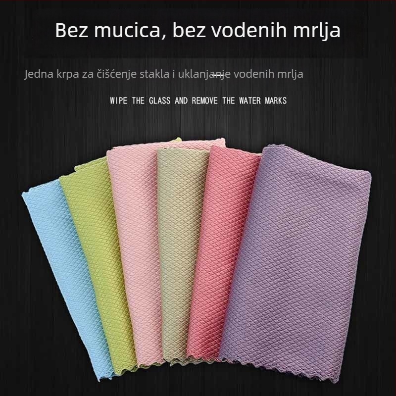 Krpica od mikrovlakana s uzorkom ribljih ljuskica za čišćenje stakla i ogledala, bez mrlja, upijajuća, za zdjele i šalice, stražnje ogledalo, snažno brisanje