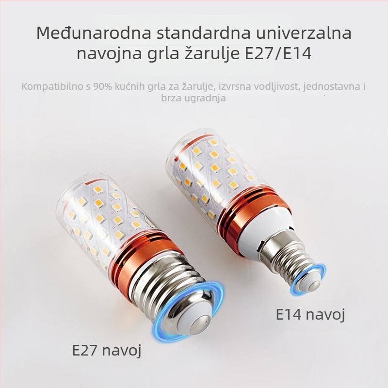LED kukuruzna žarulja, E14, tri boje temperature (3000–6000K), 90 lm, aluminij, IP68, viseća svjetiljka