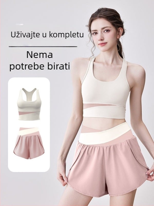 Plus-size set za jogu i pilates – top bez rukava s visokim strukom i hlače, prozračan, brzo sušeći