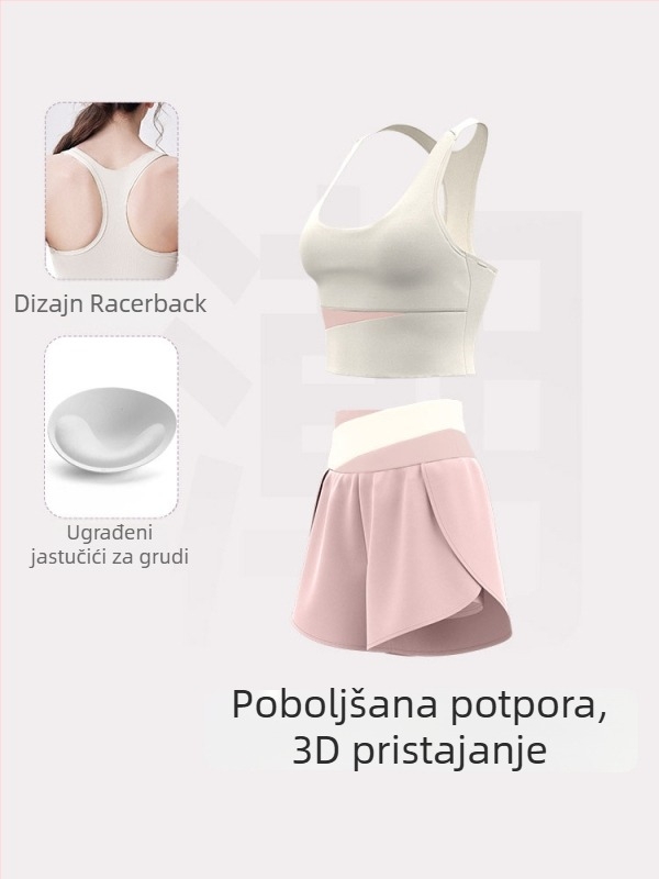 Plus-size set za jogu i pilates – top bez rukava s visokim strukom i hlače, prozračan, brzo sušeći
