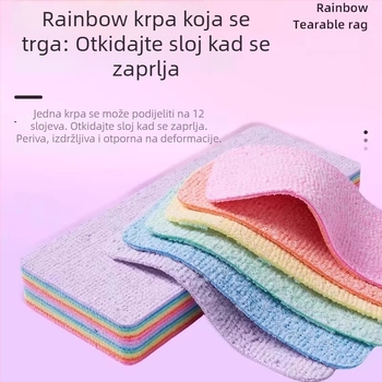 Šarena višeslojna mikrovlaknena krpa za pranje posuđa i kuhinje, mokra ili suha, otporna na masnoće i mrlje