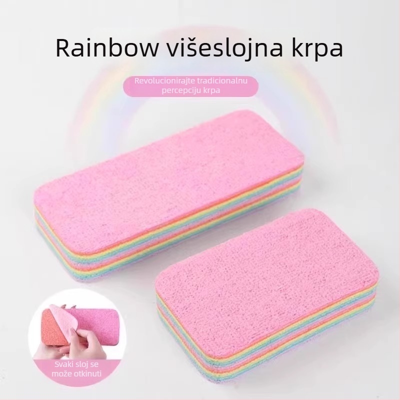 Šarena višeslojna mikrovlaknena krpa za pranje posuđa i kuhinje, mokra ili suha, otporna na masnoće i mrlje