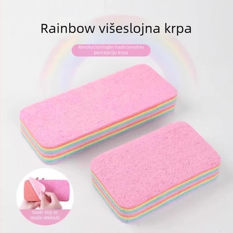 Šarena višeslojna mikrovlaknena krpa za pranje posuđa i kuhinje, mokra ili suha, otporna na masnoće i mrlje