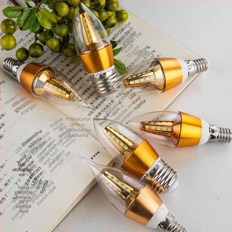 LED svijećna žarulja s E12/E14/E27, energetski učinkovita, 110–220V, 180° zračenje, aluminijsko kućište, 8000 lm