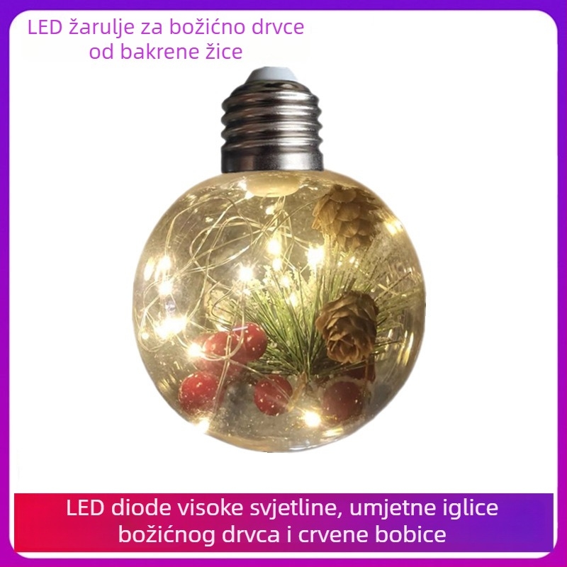 LEDG95 Šarene LED kuglice s bakrenom žicom i PC kućištem za božićno drvce