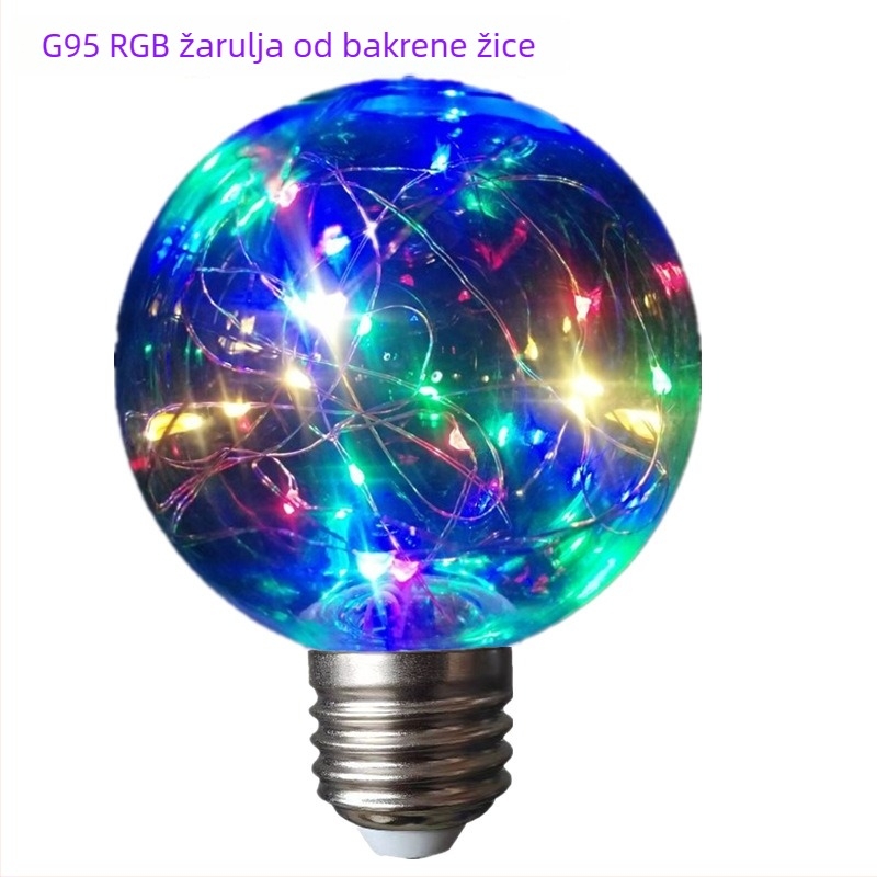 LEDG95 Šarene LED kuglice s bakrenom žicom i PC kućištem za božićno drvce