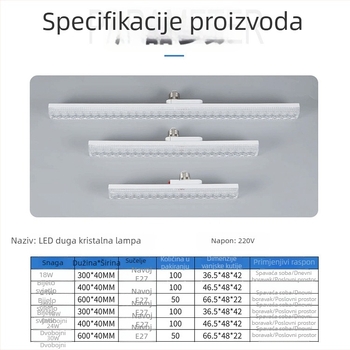 Kristalna LED traka svjetiljka s E27 utičnicom za kućno osvjetljenje, pode siva jačina, visoka svjetlina