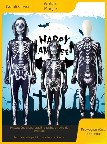 Cjelonožni kostim skeleta za Halloween – unisex cosplay odijelo