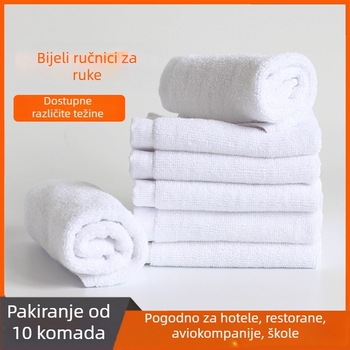 Set od 10 komada bijelih pamukih malih kvadratnih ručnika za hotele, restorane i putovanja