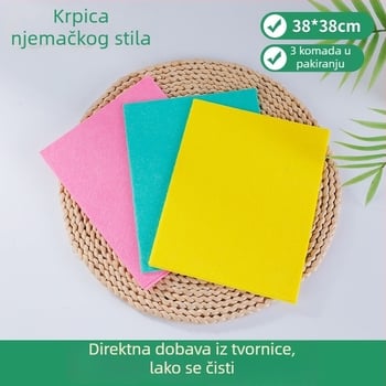Krpe za čišćenje u njemačkom stilu, netkano vlakno, bez vlakana, 38×38 cm, set od 3 komada (različite boje)