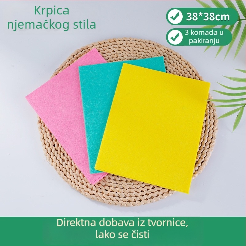 Krpe za čišćenje u njemačkom stilu, netkano vlakno, bez vlakana, 38×38 cm, set od 3 komada (različite boje)