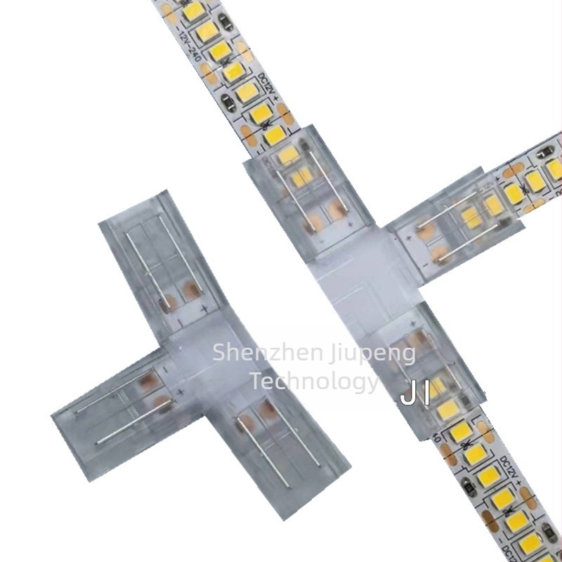 T-tip transparentni kutni konektor za LED traku, bez zavarivanja, brz spoj za fleksibilnu traku 8 mm