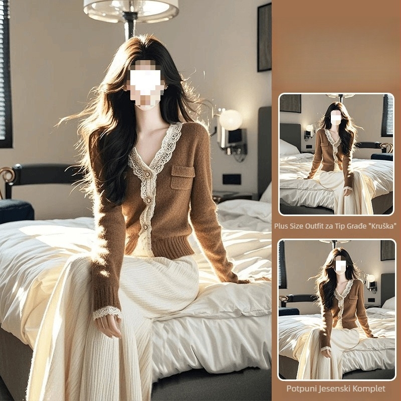 Ženski dvodijelni set: pleteni kardigan i elegantne casual hlače, proljeće 2026