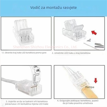 RGBWCCT LED višebojni trak bez zavarivanja, kristalni kopčasti spojnik, 6-pinski, 12 mm, brzo spajanje