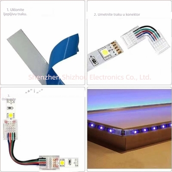 RGBWCCT LED višebojni trak bez zavarivanja, kristalni kopčasti spojnik, 6-pinski, 12 mm, brzo spajanje