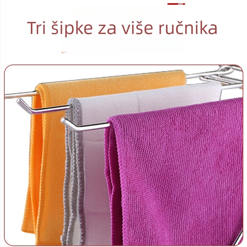 Nehrđajući čelični kuhinjski Z-oblik trostupni držač za krpe i ručnike, odvojiv