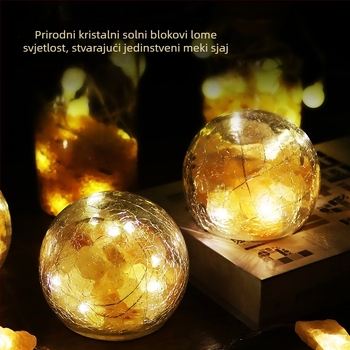 Himalajska solna lampa s ledeno napuknutim staklom i cvjetnim kristalnim dizajnom, noćna svjetiljka