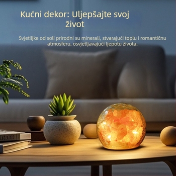 Himalajska solna lampa s ledeno napuknutim staklom i cvjetnim kristalnim dizajnom, noćna svjetiljka