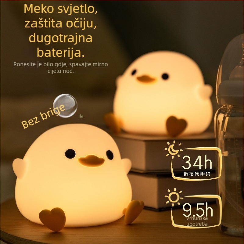 Noćna svjetiljka Doudou Duck za djecu, punjiva silikonska lampica na dodir, ambijentalno svjetlo uz noćni ormarić