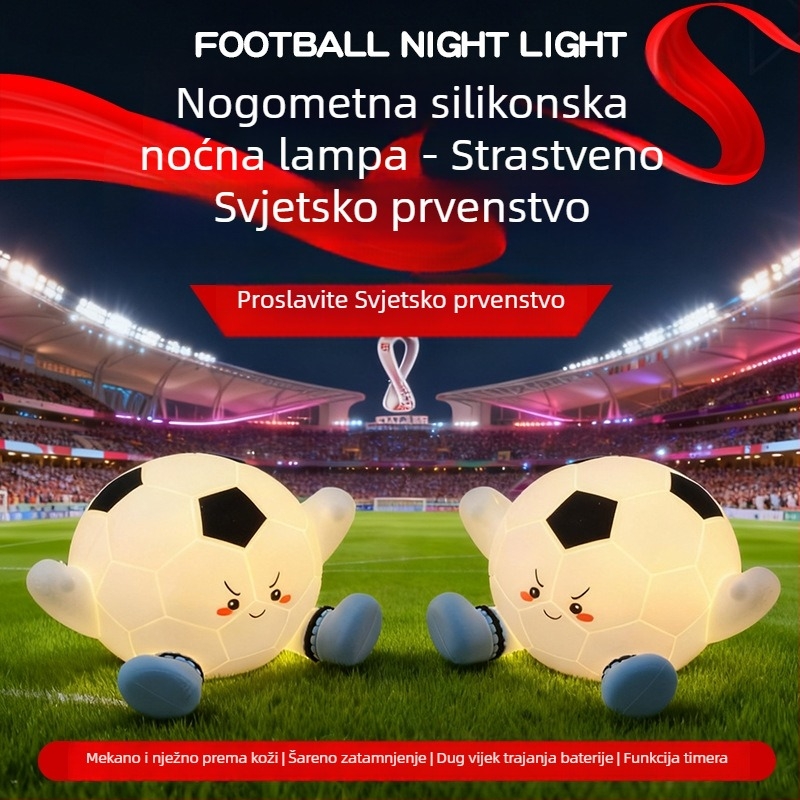 Stolna lampa u obliku nogometne lopte, noćna lampica, dodirna svjetlost, punjiva - idealan poklon za dječje rođendane