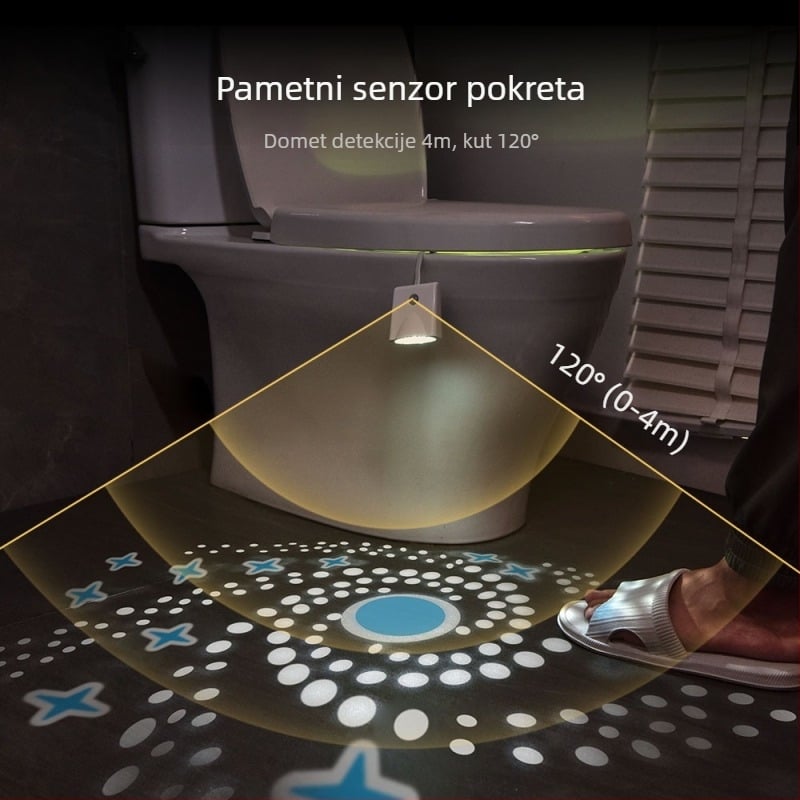 Vodootporna senzorska noćna svjetiljka, sedmokolorna nježna svjetlost, dugotrajno ambijentalno svjetlo za toaletu