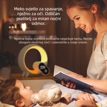 Nova Q lampica za buđenje s ambijentalnim osvjetljenjem, simulacija izlaska sunca, Bluetooth zvučnik, promjenjive boje svjetla