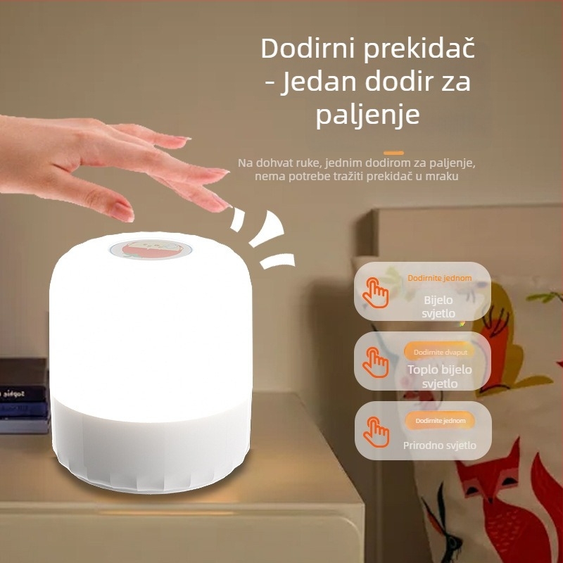 USB punjiva noćna lampica za noćni ormarić, LED svjetiljka s dodirnim upravljanjem