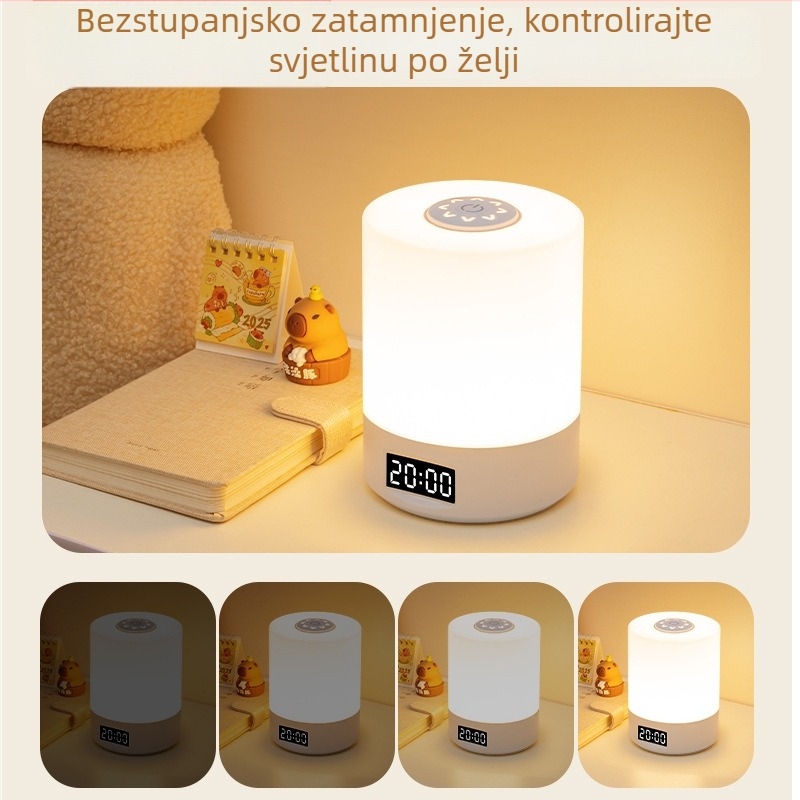Noćna lampica na noćnom ormariću, svjetlo za spavanje, zaštita očiju pri dojenju djeteta, ambijentalno osvjetljenje, ugrađena baterija, dodirni prekidač, moderan geometrijski dizajn