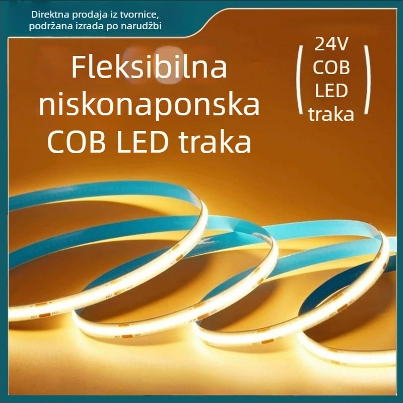 Niskonaponska COB LED traka, samoljepljiva, ugrađeno linearno osvjetljenje za kućni strop, bez treperenja, 10 m