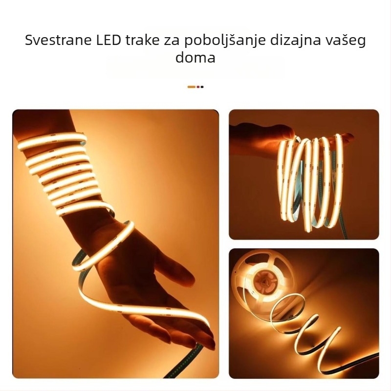 Niskonaponska COB LED traka, samoljepljiva, ugrađeno linearno osvjetljenje za kućni strop, bez treperenja, 10 m
