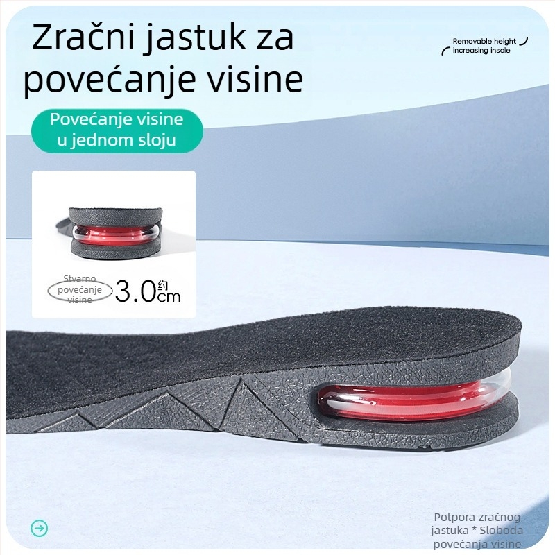 Petoslojna podesiva nevidljiva uloška za povećanje visine s odvojivim slojevima zračnog jastuka