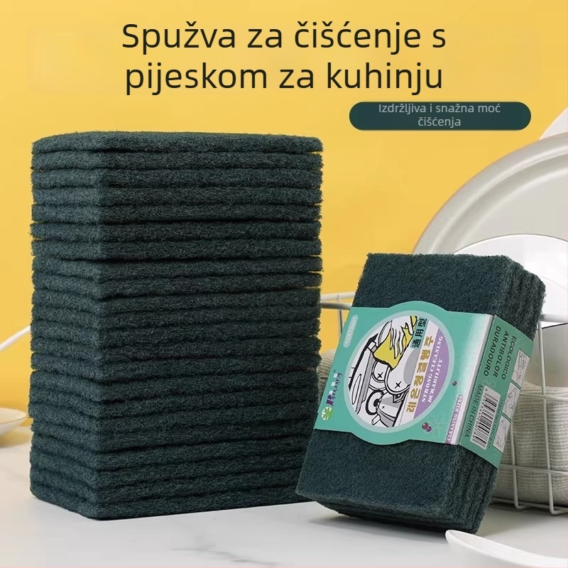 Kuhinjska abrazivna podloga s pijeskom i loofahom za pranje posuđa, blok sunđere, četkica za lonce
