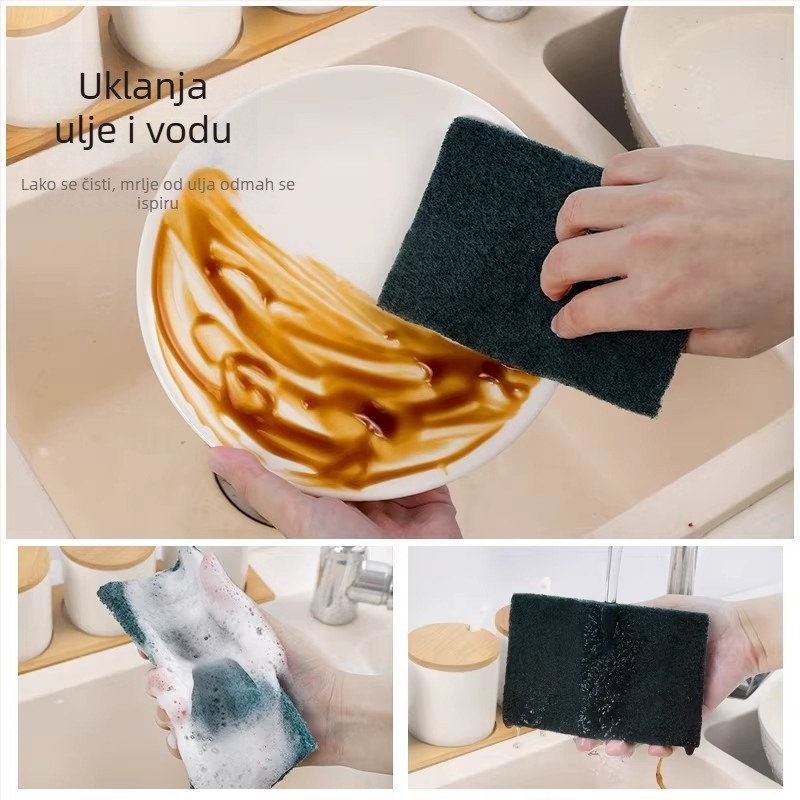 Kuhinjska abrazivna podloga s pijeskom i loofahom za pranje posuđa, blok sunđere, četkica za lonce