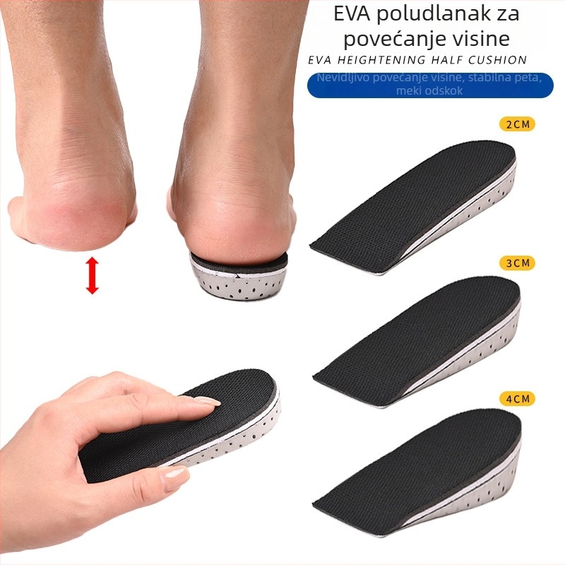 EVA ulošak za povećanje visine, apsorpcija šokova, prozračan, polovični ulošak, protuklizni, za dugotrajno stajanje