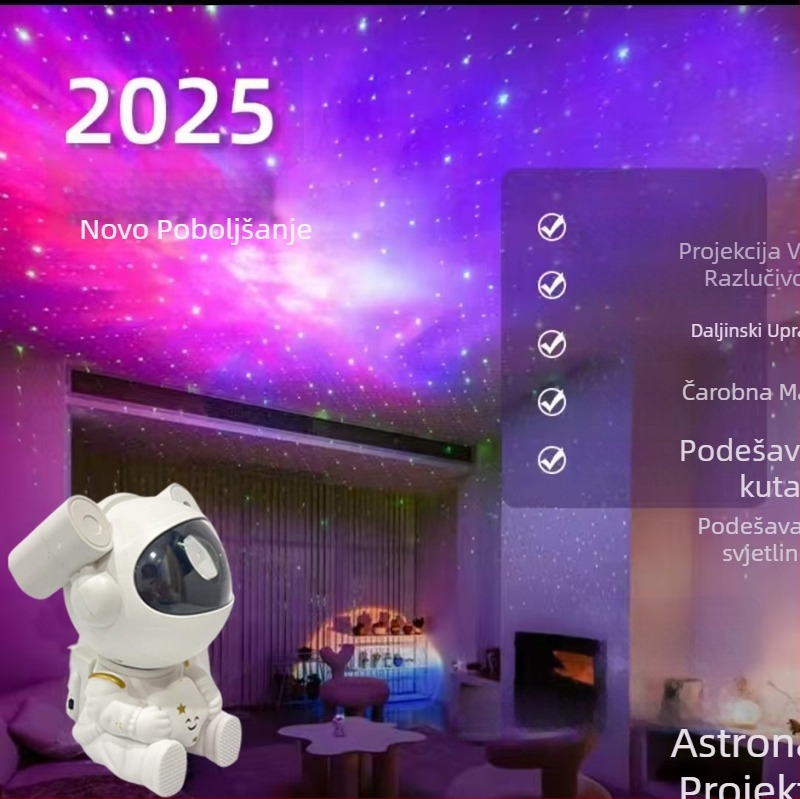 Projektor zvjezdanog neba s astronautom, 2026 novi model, ambijentalna noćna svjetiljka za spavaću sobu, USB napajanje, daljinski upravljač