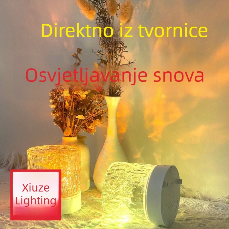 Ambijentalna svjetiljka s vodnim valovima, rotirajuća, punjiva noćna svjetiljka za spavaću sobu, novi model, romantičan poklon, projekcija zvjezdanog neba
