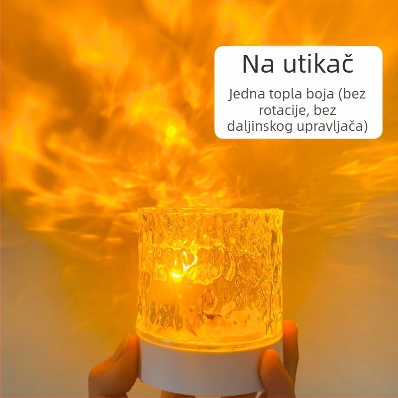 Ambijentalna svjetiljka s vodnim valovima, rotirajuća, punjiva noćna svjetiljka za spavaću sobu, novi model, romantičan poklon, projekcija zvjezdanog neba