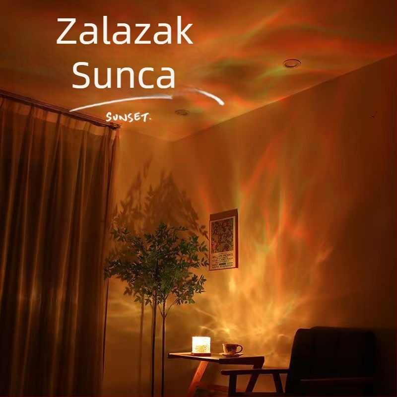 Stolna lampa za atmosferu s dinamičnim vodnim efektom, projekcija zvjezdano neba, USB napajanje s ugrađenom baterijom