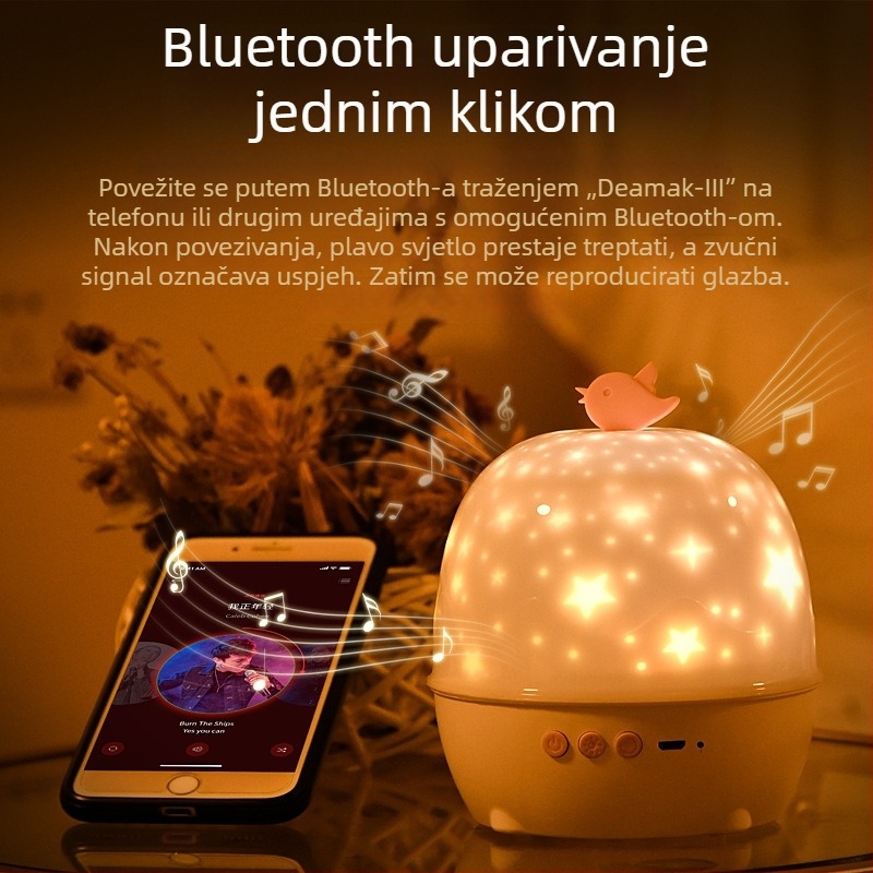 LED projektor zvjezdane noći, rotirajuća noćna lampica – poklon za Dan zaljubljenih i dječje rođendane