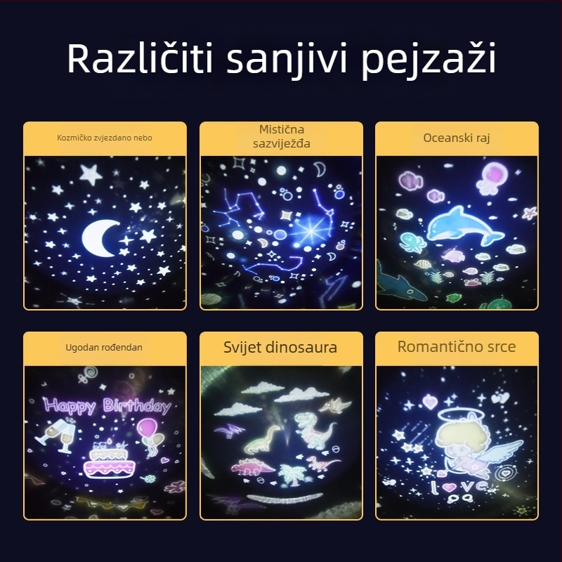 LED projektor zvjezdane noći, rotirajuća noćna lampica – poklon za Dan zaljubljenih i dječje rođendane