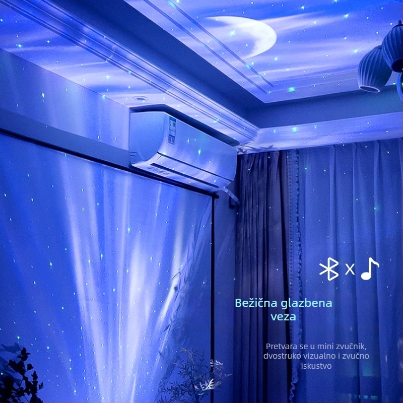 Laser projektor s Bluetoothom, projekcija zvjezdane neba, unutarnje ambijentalno osvjetljenje, KTV atmosfera, pozornica s vodnim valovima, noćna svjetiljka, daljinsko upravljanje