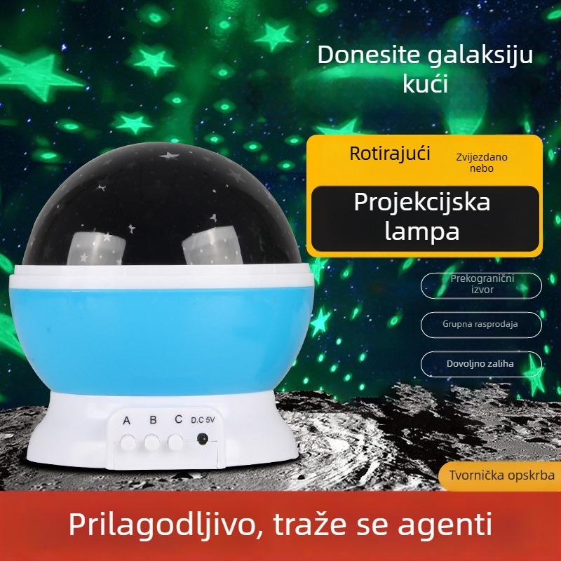 Romantična noćna lampa s projekcijom zvjezdanog neba, rotirajuće zvjezdano nebo za dječju sobu