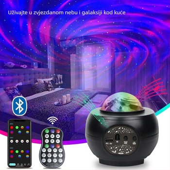 Mini noćna lampica s projekcijom zvjezdadanog neba i Bluetooth zvučnikom, USB napajanje, upravljanje putem aplikacije
