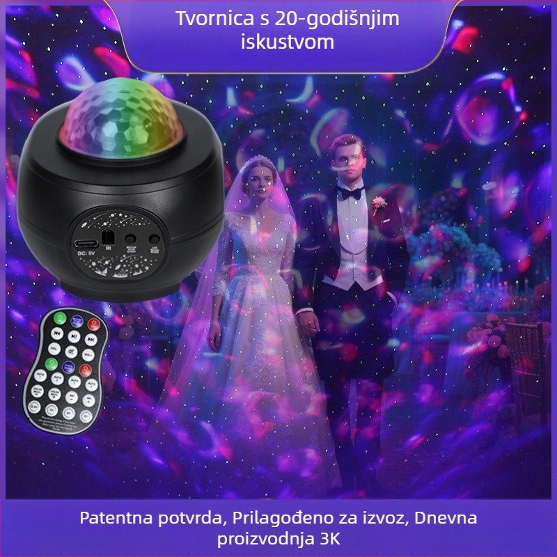 Mini noćna lampica s projekcijom zvjezdadanog neba i Bluetooth zvučnikom, USB napajanje, upravljanje putem aplikacije